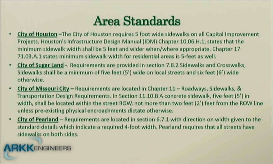 Bellaire City Council makes the new standard width of sidewalks 5 feet.