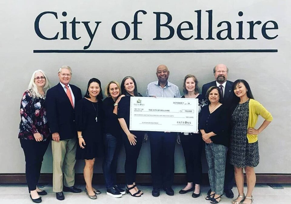 Patrons for Bellaire Parks donates $110,000 to City for new playground equipment.