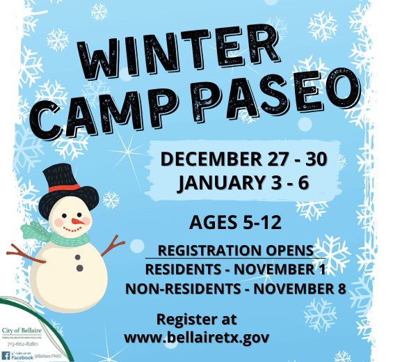 Register now for Winter Camp Paseo.