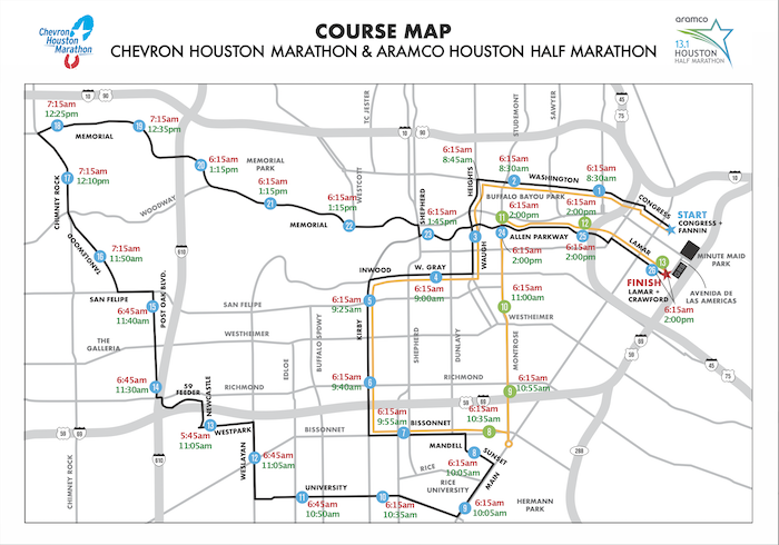 Chevron Houston Marathon will cause some street closures.