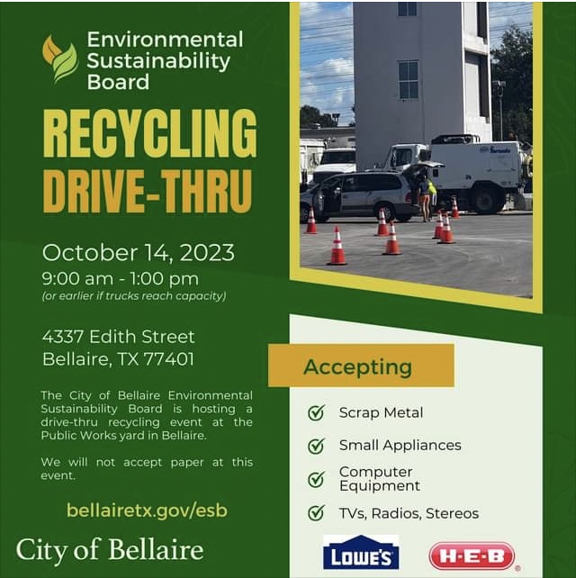 Bellaire Drive Thru Recycling, October 14, 2023 