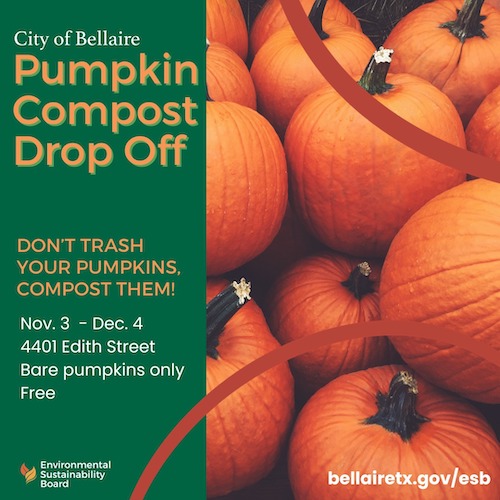 Don’t throw away your pumpkins, drop them off for composting.