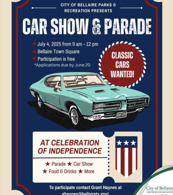 Register now to be in the Classic Car Show on Independence Day.